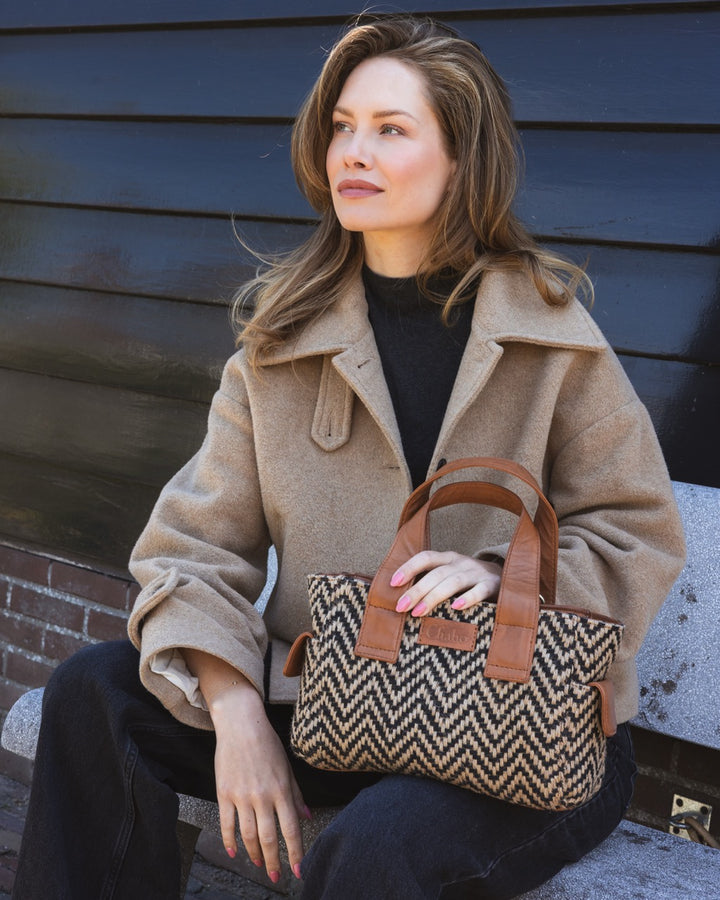 Romio Jaquard Handbag Cognac
