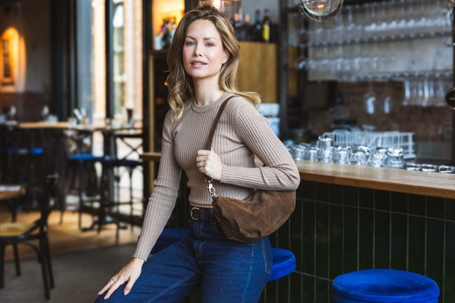 Suede Bobby Banana Bag Cacao