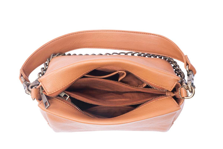 Campbell Classy/Leren Dames Schoudertas Cognac
