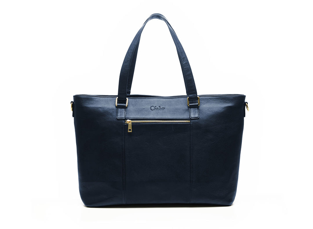 Chabo Business Bag/17.3" laptopvak Leren werk tas Navy