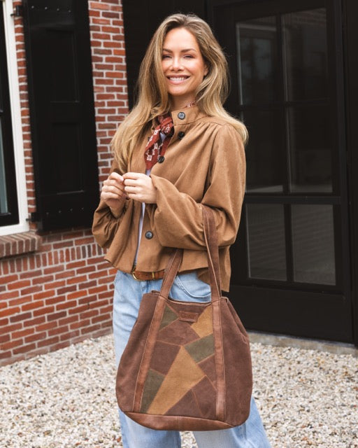 Suede Patchwork Shopper