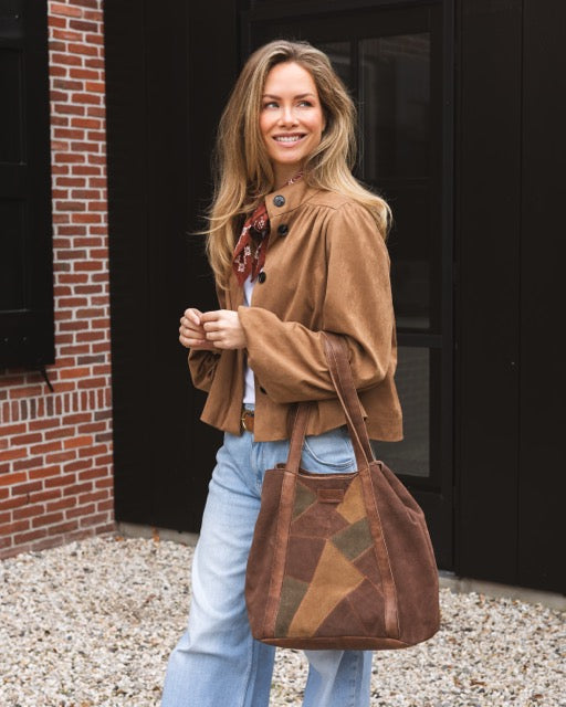 Suede Patchwork Shopper