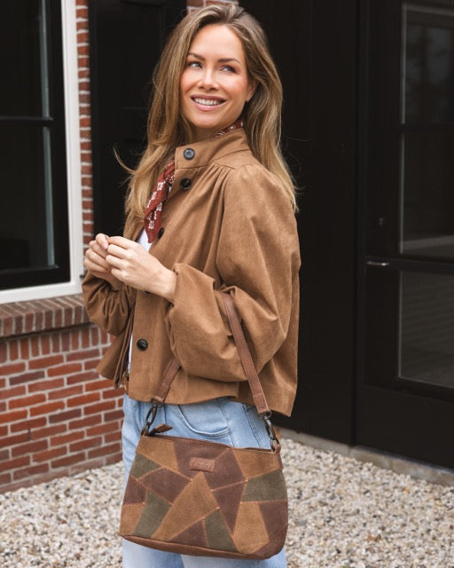 Suede Patchwork Shoulder Bag