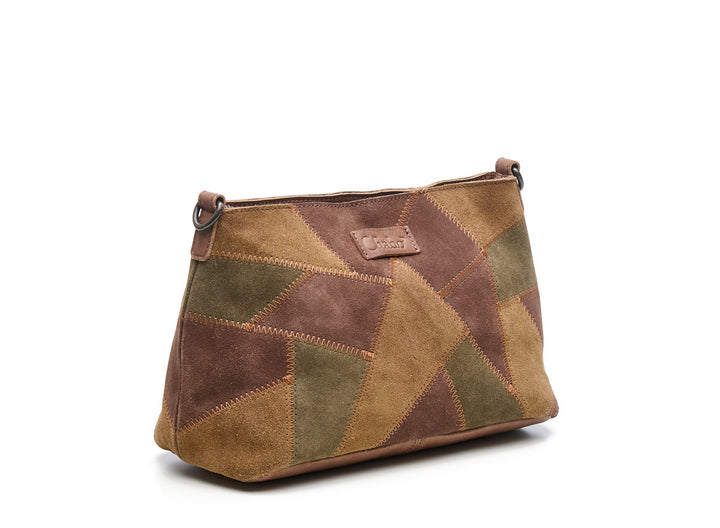 Suede Patchwork Shoulder Bag