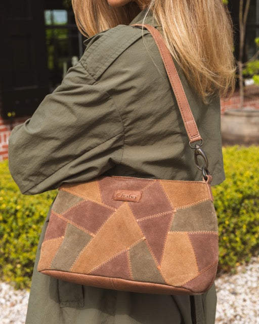 Suede Patchwork Shoulder Bag