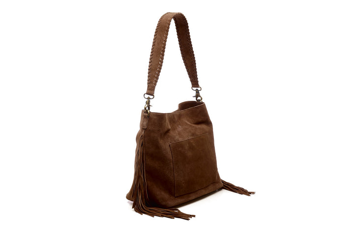Suede Stormy Fringes Big Shoulderbag Cacao