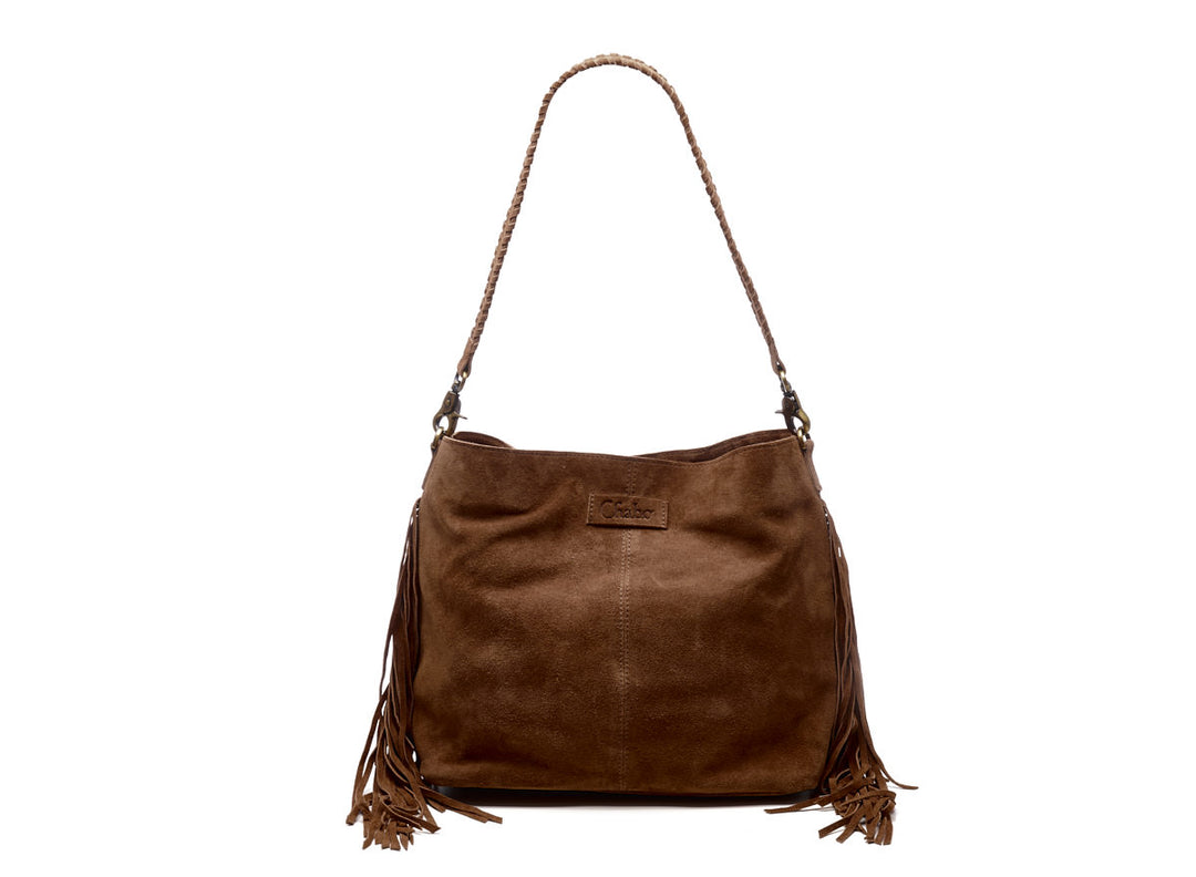Suede Stormy Fringes Big Shoulderbag Cacao
