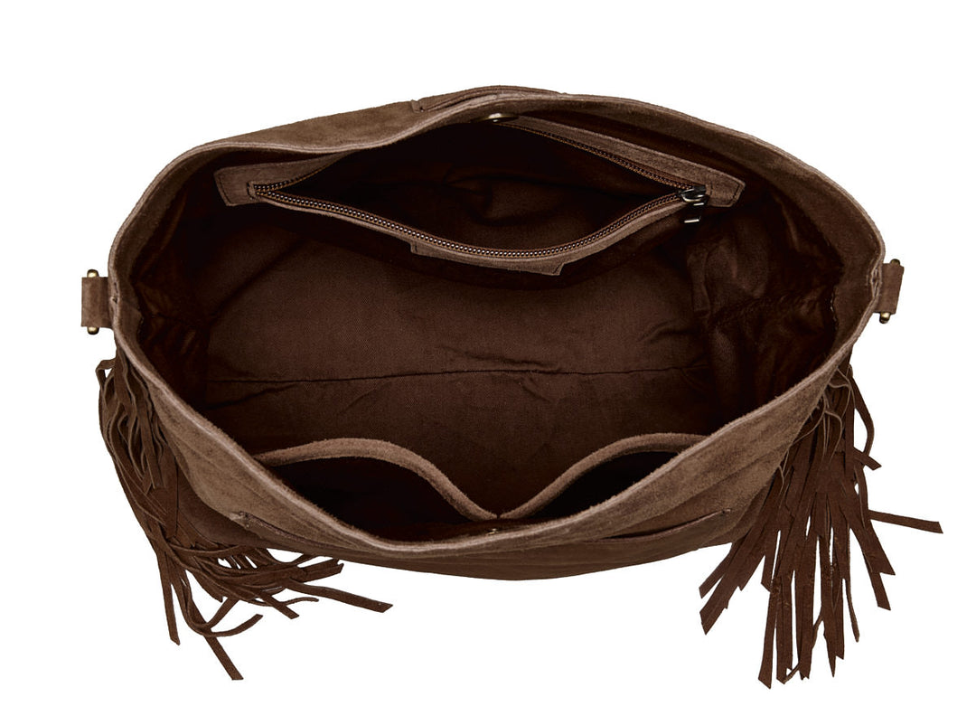 Suede Stormy Fringes Big Shoulderbag Cacao