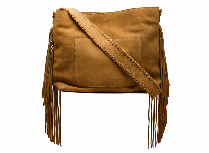 Suede Stormy Fringes Big Shoulderbag Light Cognac