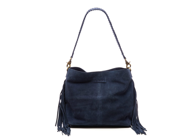 Suede Stormy Fringes Big Shoulderbag Navy Blue