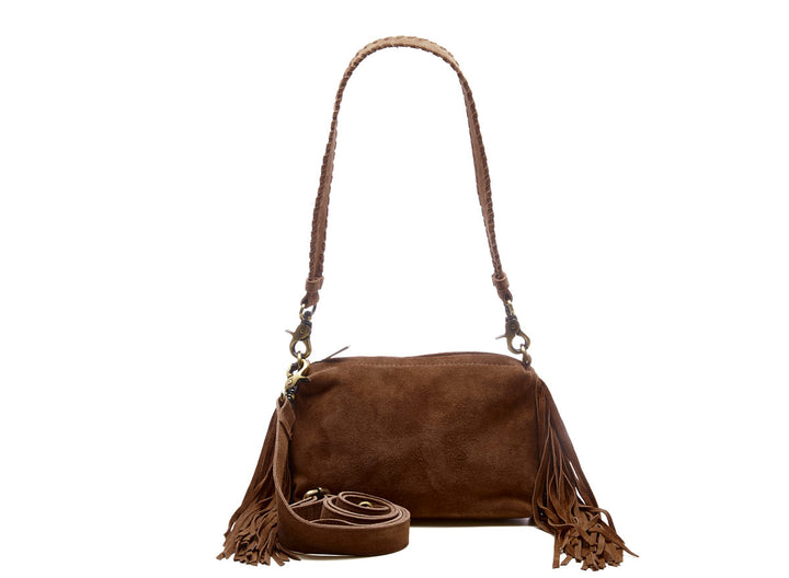 Suede Stormy Fringes Small Shoulderbag Cacao