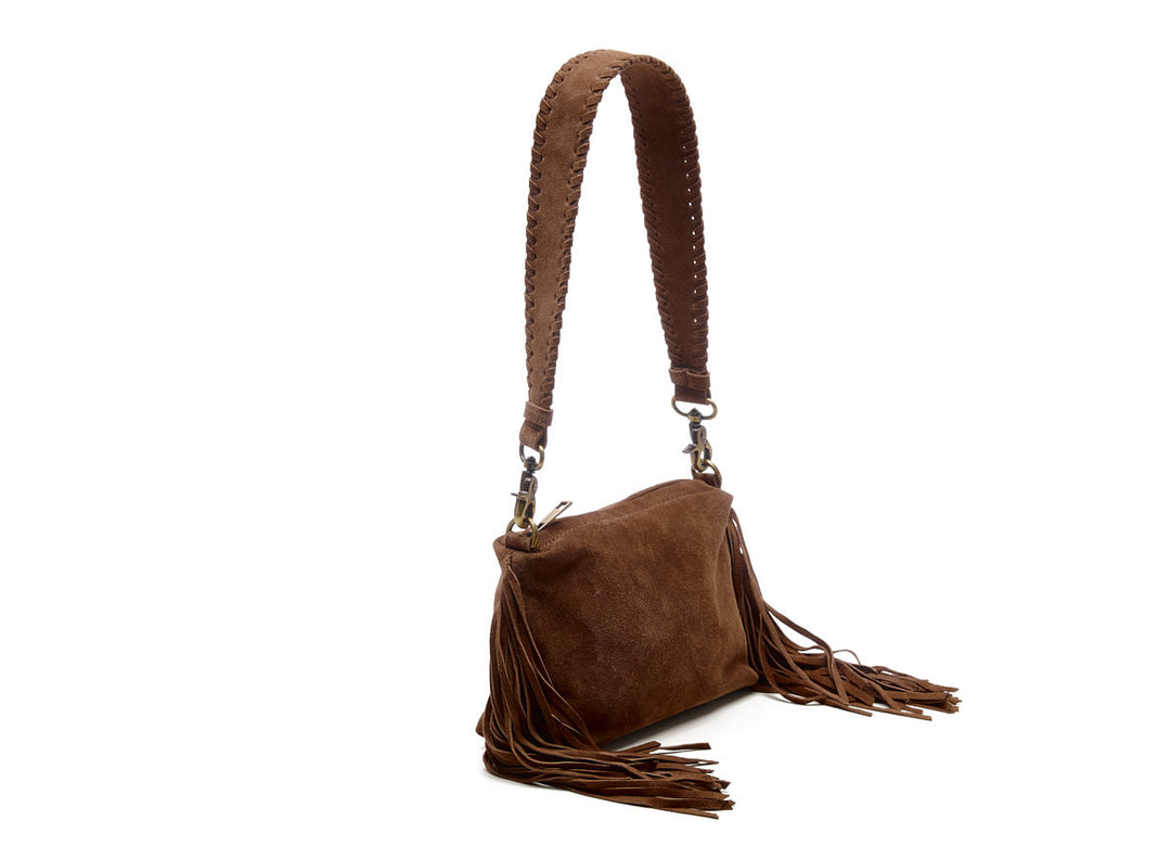 Suede Stormy Fringes Small Shoulderbag Cacao