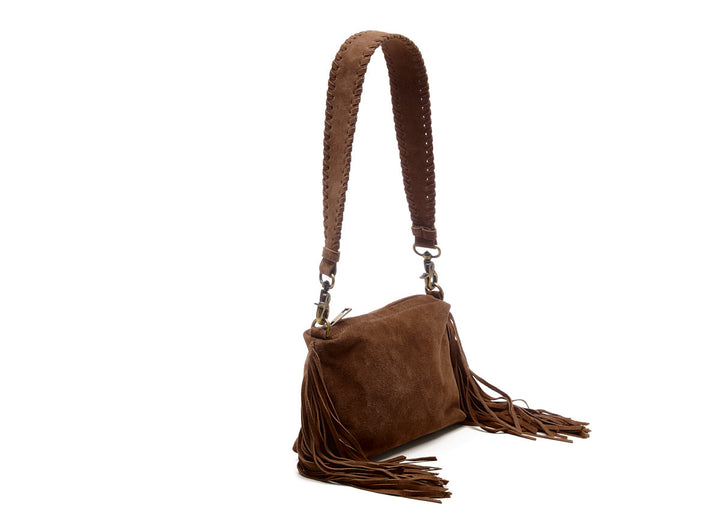 Suede Stormy Fringes Small Shoulderbag Cacao
