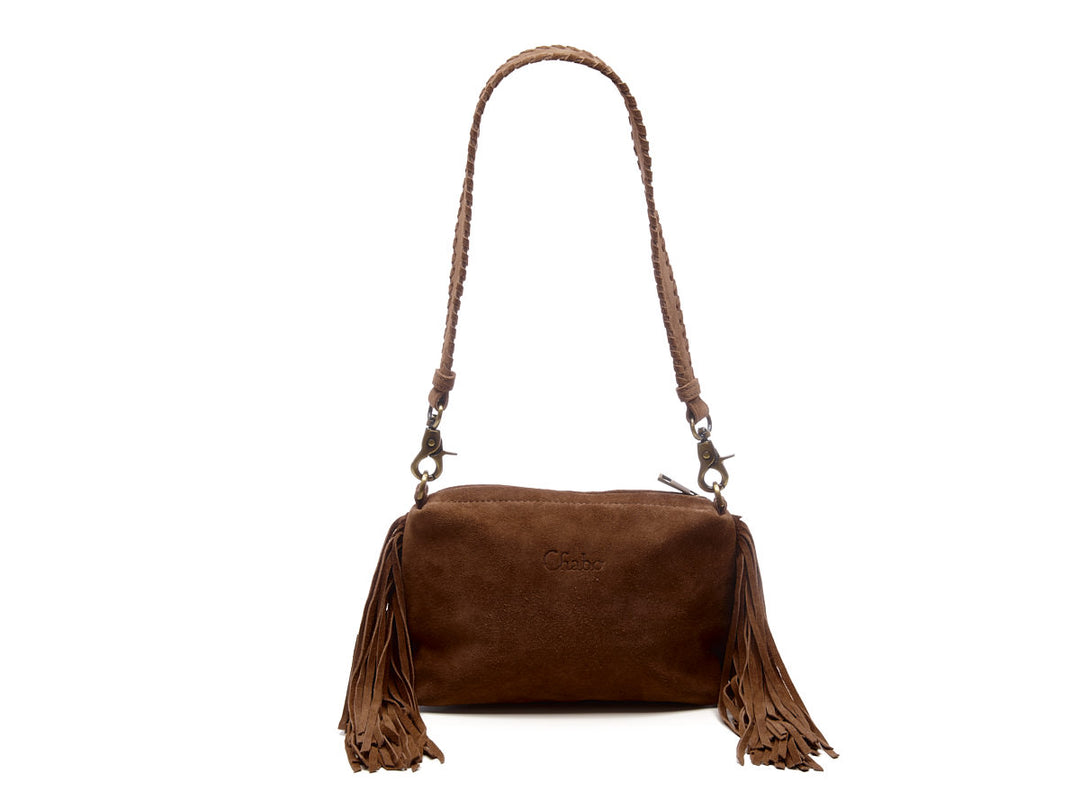Suede Stormy Fringes Small Shoulderbag Cacao