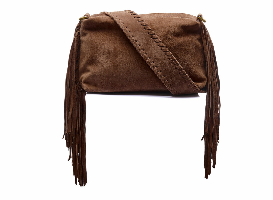 Suede Stormy Fringes Small Shoulderbag Cacao