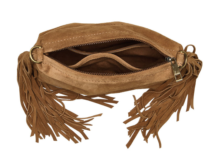 Suede Stormy Fringes Small Shoulderbag Light Cognac