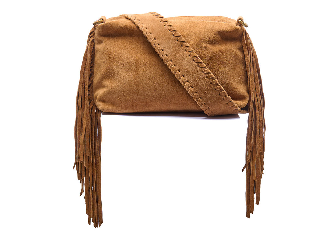 Suede Stormy Fringes Small Shoulderbag Light Cognac