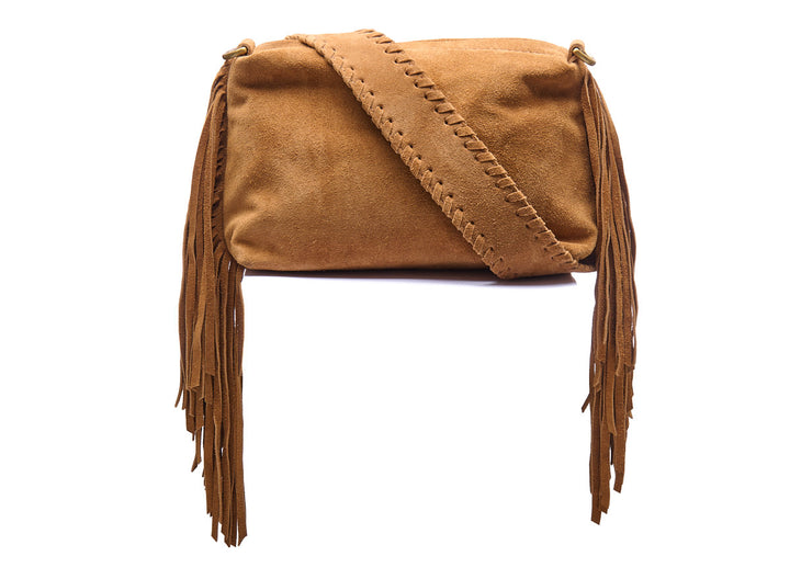 Suede Stormy Fringes Small Shoulderbag Light Cognac