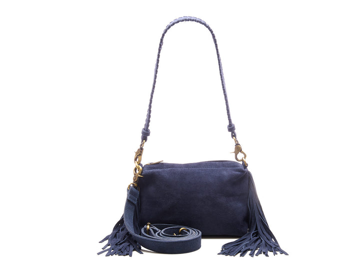 Suede Stormy Fringes Small Shoulderbag Navy Blue