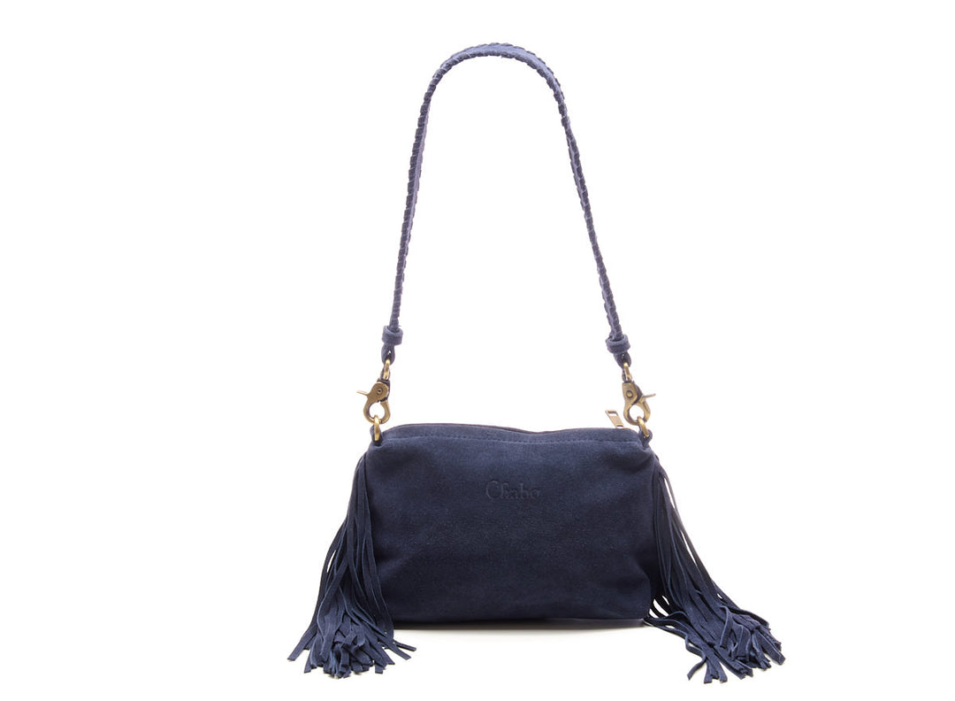 Suede Stormy Fringes Small Shoulderbag Navy Blue