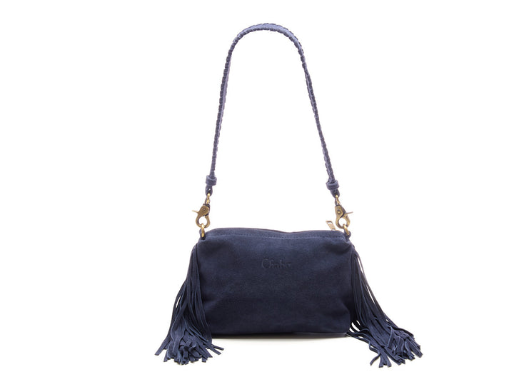 Suede Stormy Fringes Small Shoulderbag Navy Blue
