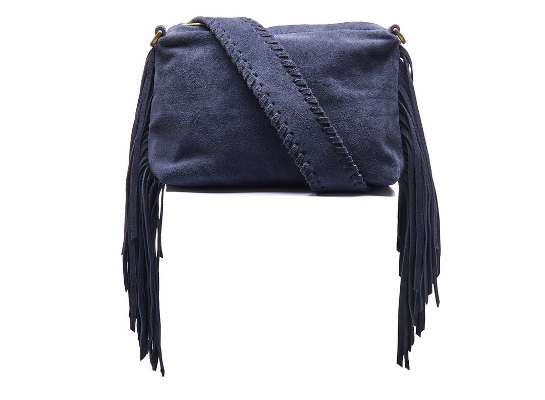 Suede Stormy Fringes Small Shoulderbag Navy Blue