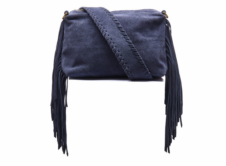 Suede Stormy Fringes Small Shoulderbag Navy Blue
