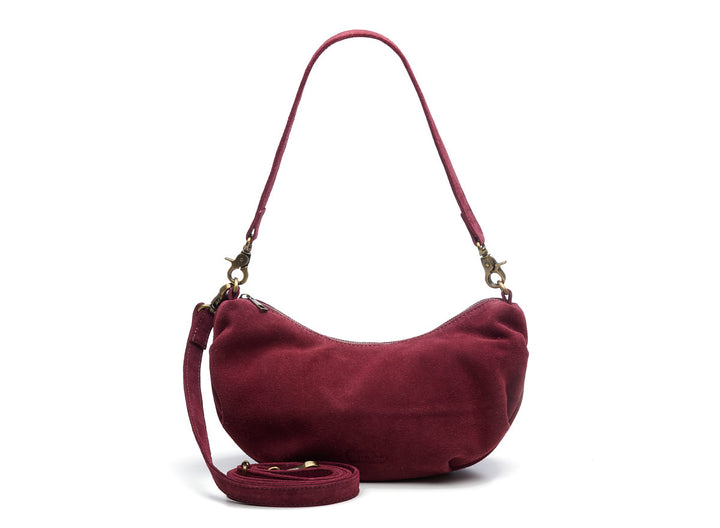 Suede Bobby Banana Bag Bordeaux