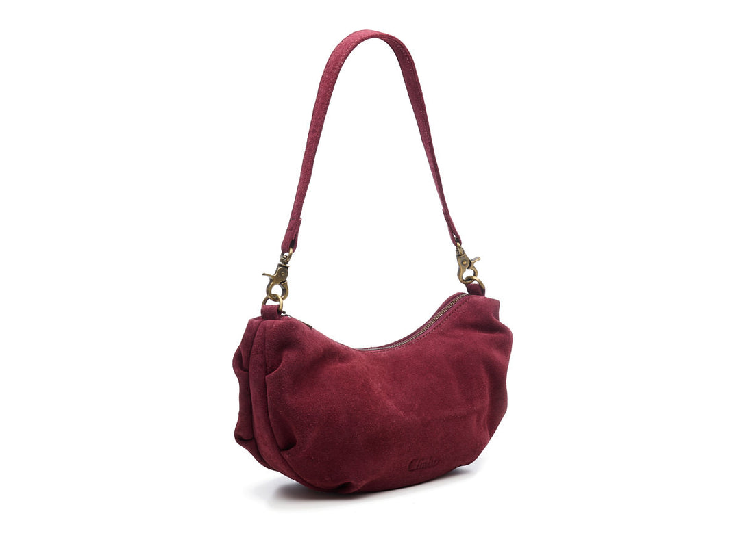 Suede Bobby Banana Bag Bordeaux