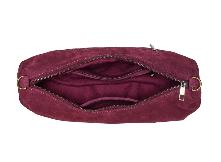 Suede Bobby Banana Bag Bordeaux
