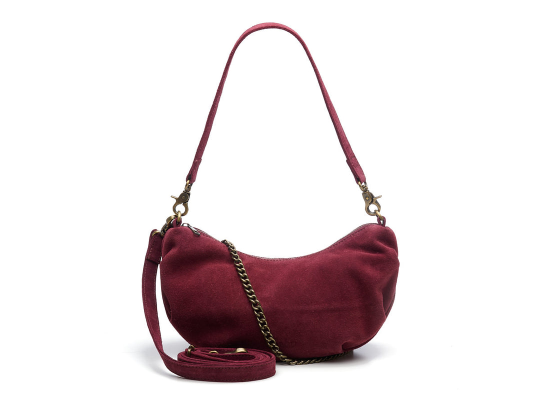 Suede Bobby Banana Bag Bordeaux