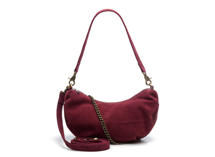 Suede Bobby Banana Bag Bordeaux