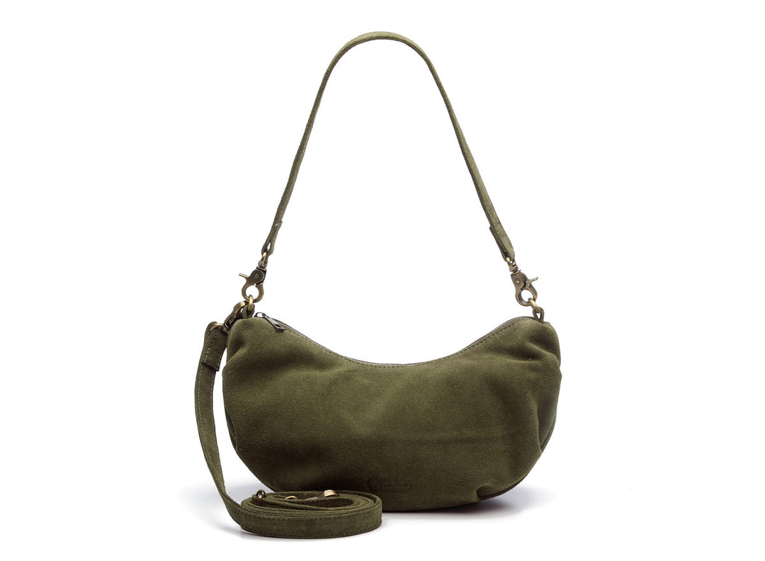 Suede Bobby Banana Bag Olive