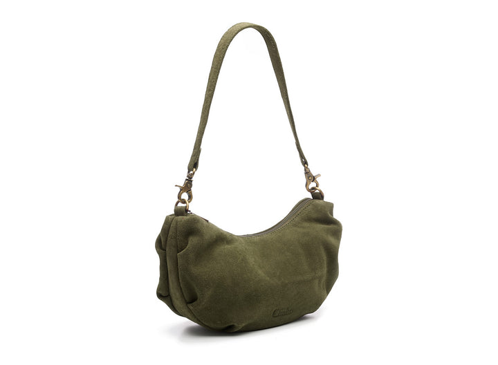 Suede Bobby Banana Bag Olive
