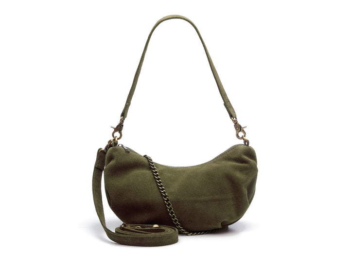 Suede Bobby Banana Bag Olive