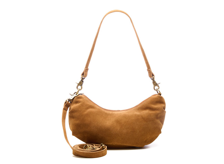 Suede Bobby Banana Bag Light Cognac