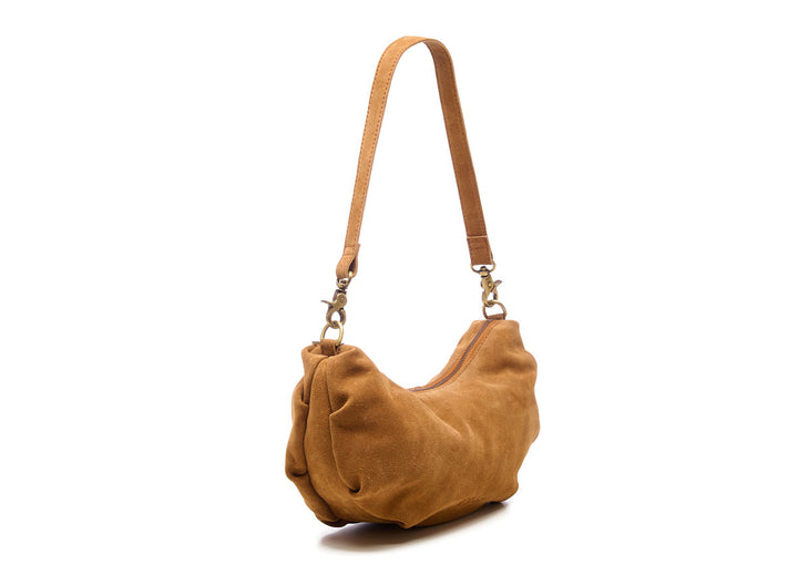Suede Bobby Banana Bag Light Cognac
