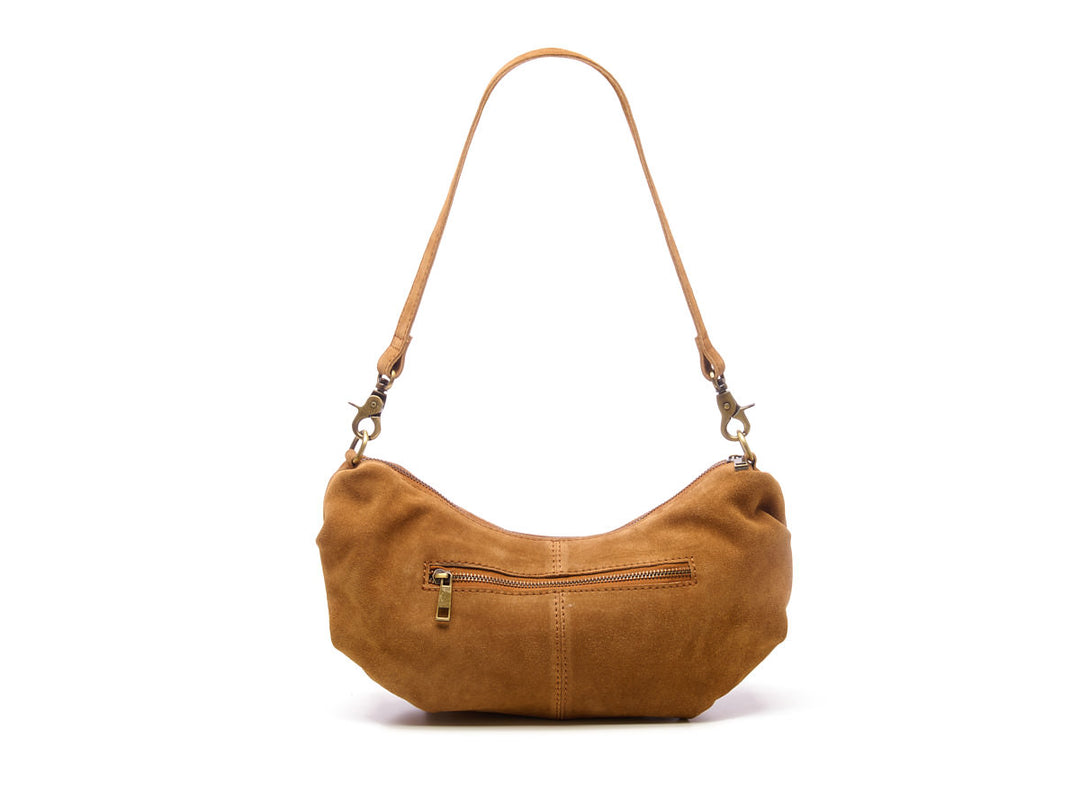 Suede Bobby Banana Bag Light Cognac