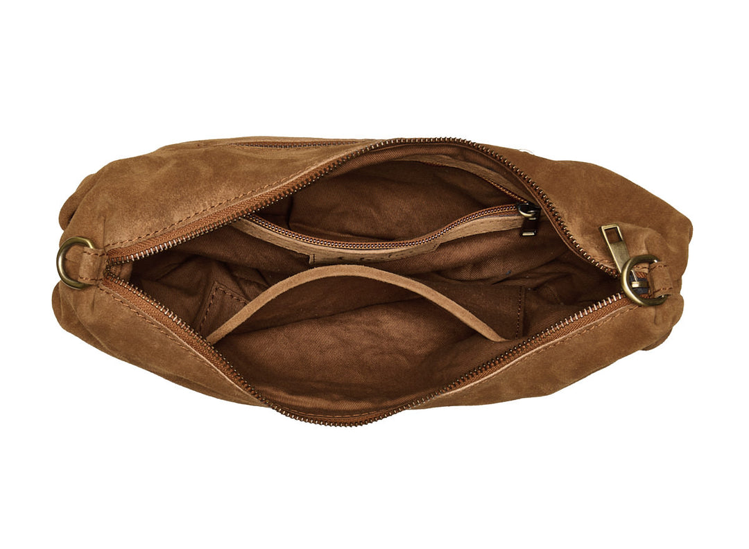 Suede Bobby Banana Bag Light Cognac