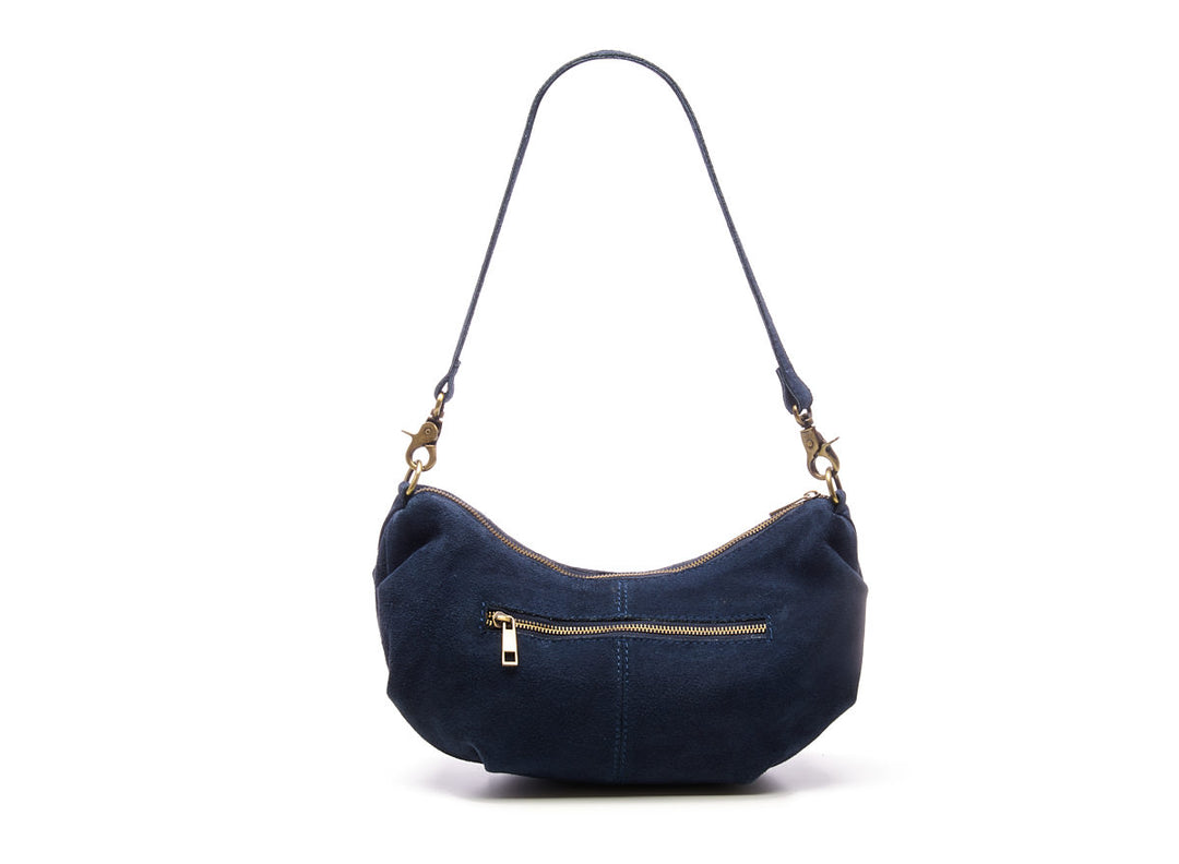 Suede Bobby Banana Bag Navy Blue