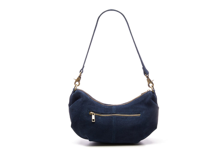 Suede Bobby Banana Bag Navy Blue