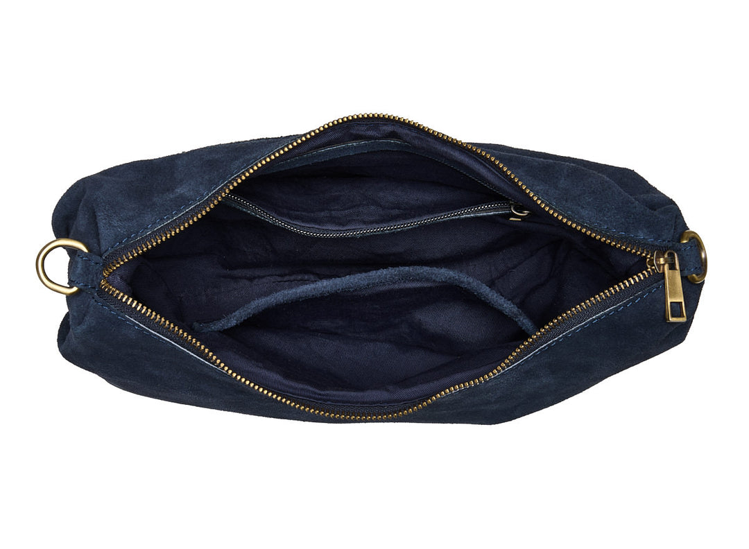 Suede Bobby Banana Bag Navy Blue