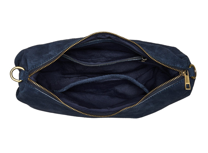 Suede Bobby Banana Bag Navy Blue
