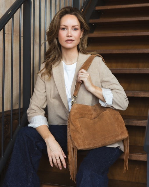 Suede Stormy Fringes Big Shoulderbag Cacao