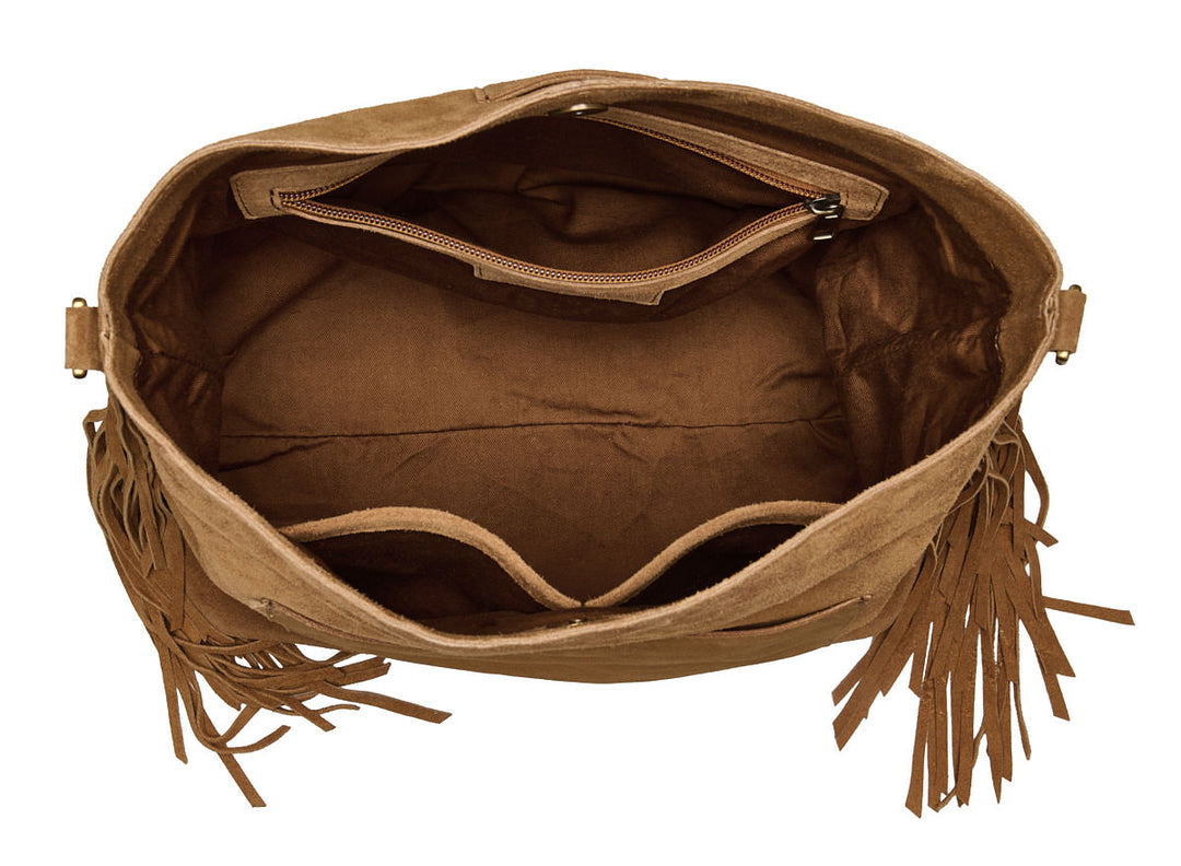 Suede Stormy Fringes Big Shoulderbag Cacao