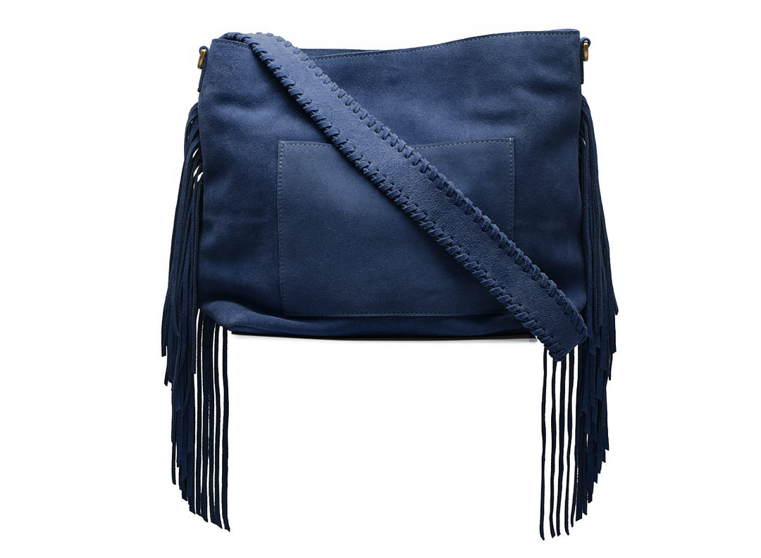 Suede Stormy Fringes Big Shoulderbag Navy Blue
