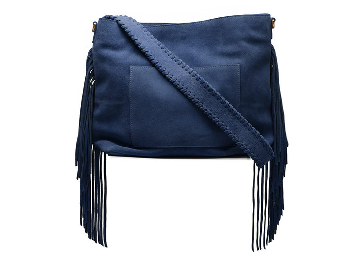 Suede Stormy Fringes Big Shoulderbag Navy Blue