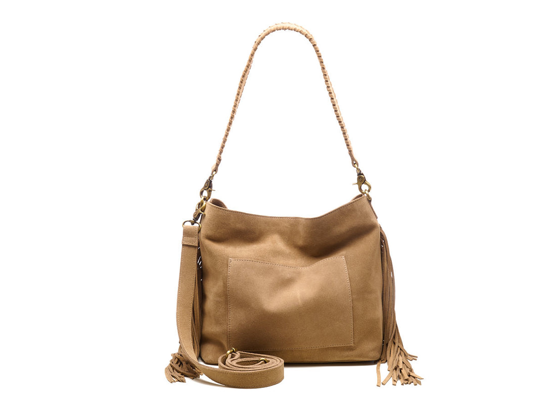 Suede Stormy Fringes Big Shoulderbag Sand