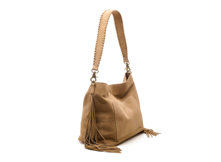 Suede Stormy Fringes Big Shoulderbag Sand
