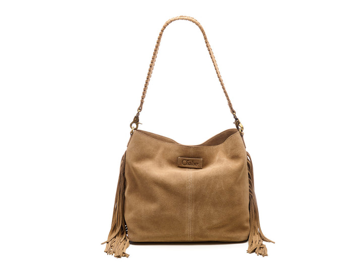 Suede Stormy Fringes Big Shoulderbag Sand